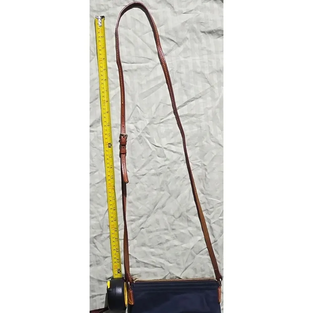 Dooney & Bourke Navy Nylon Crossbody Bag Leather Trim Gold Zip Small Purse
